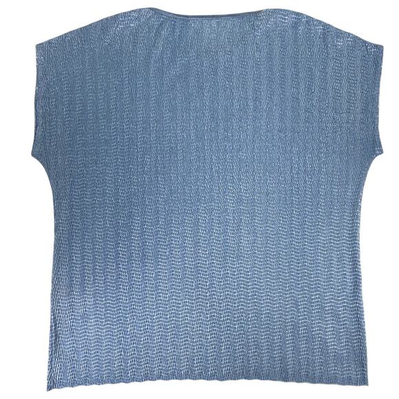 Icy Blue Crinkle Textured Blouse Top - No Tags - Measurements Included - Picture 2 of 8